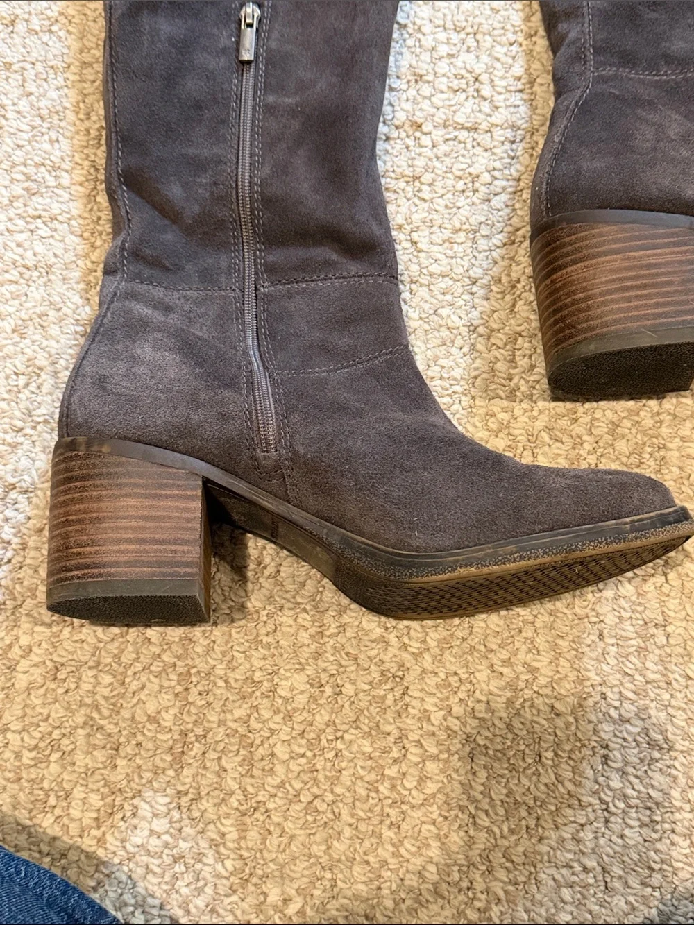 Lucky Brand Women's Over-the-Knee Suede Block Heel Boots - Charcoal